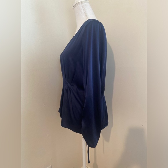 AYR Silk Pleated Waist Ruched Long Sleeve Blouse size M - Picture 2 of 7